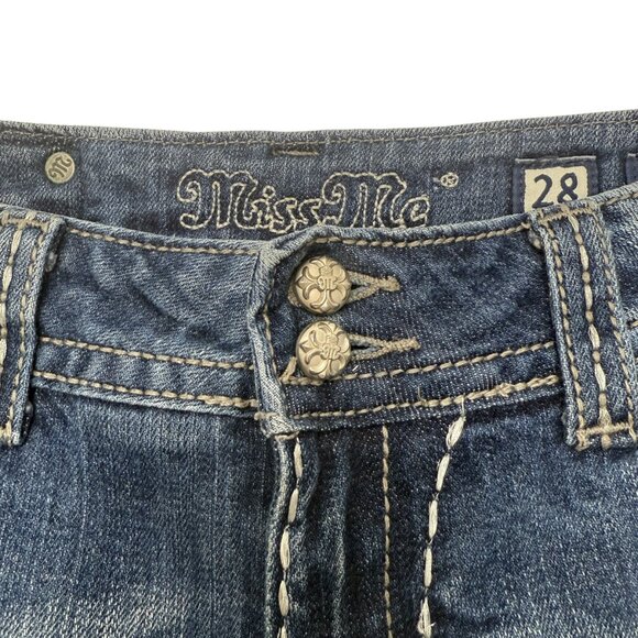 Miss Me for Buckle mid-rise bootcut embroidered embellished jeans women's sz 28 - Picture 6 of 10